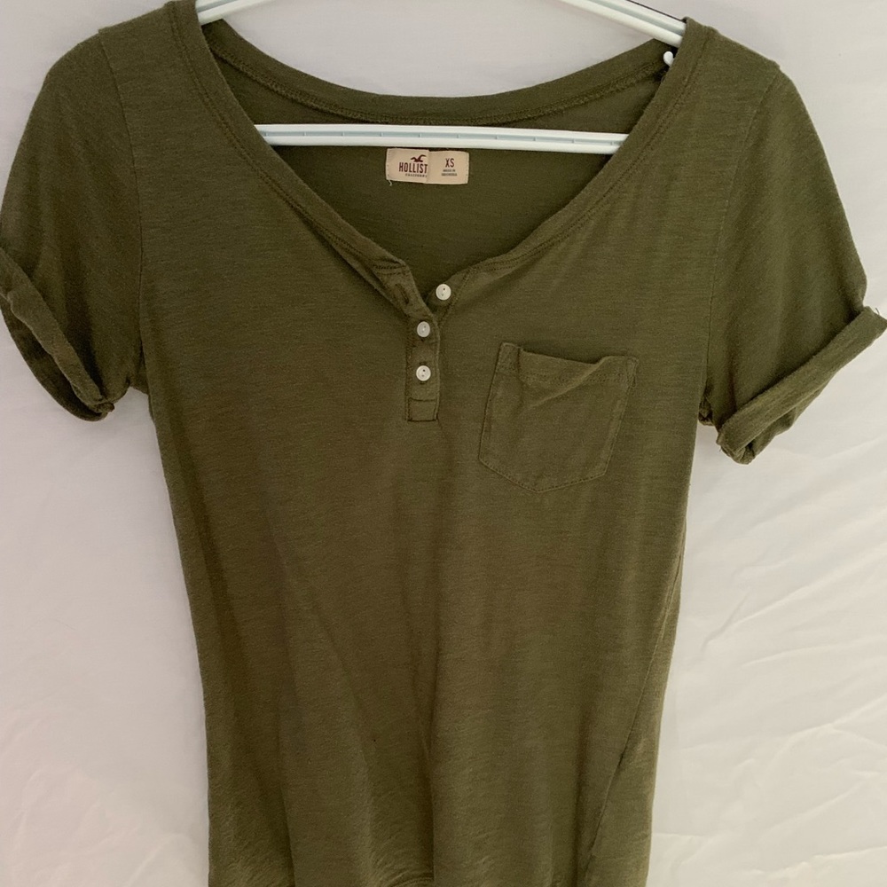 Army Green, Button Up Tee w/ left Pocket